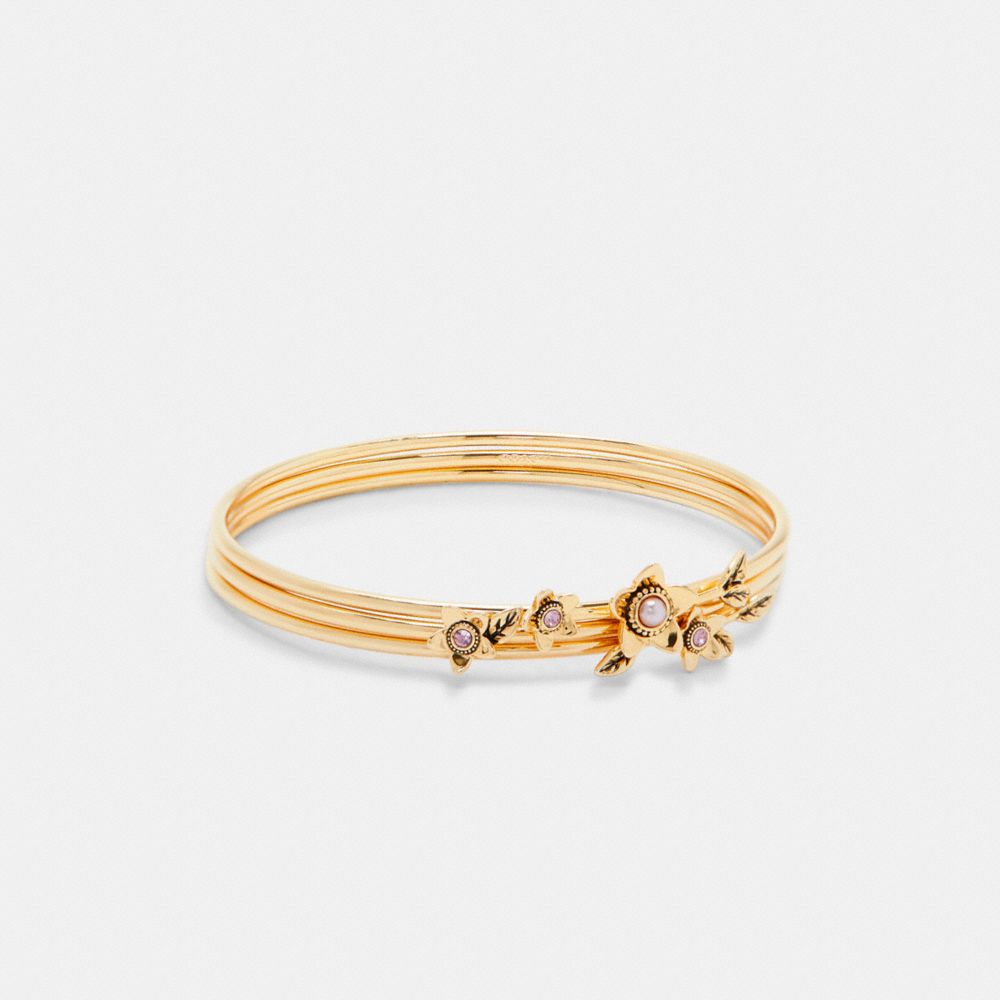 WILDFLOWER PEARL BANGLE SET - C6301 - GOLD.