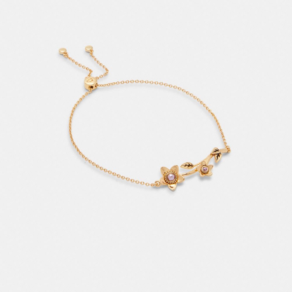 WILDFLOWER PEARL SLIDER BRACELET - C6302 - GOLD.