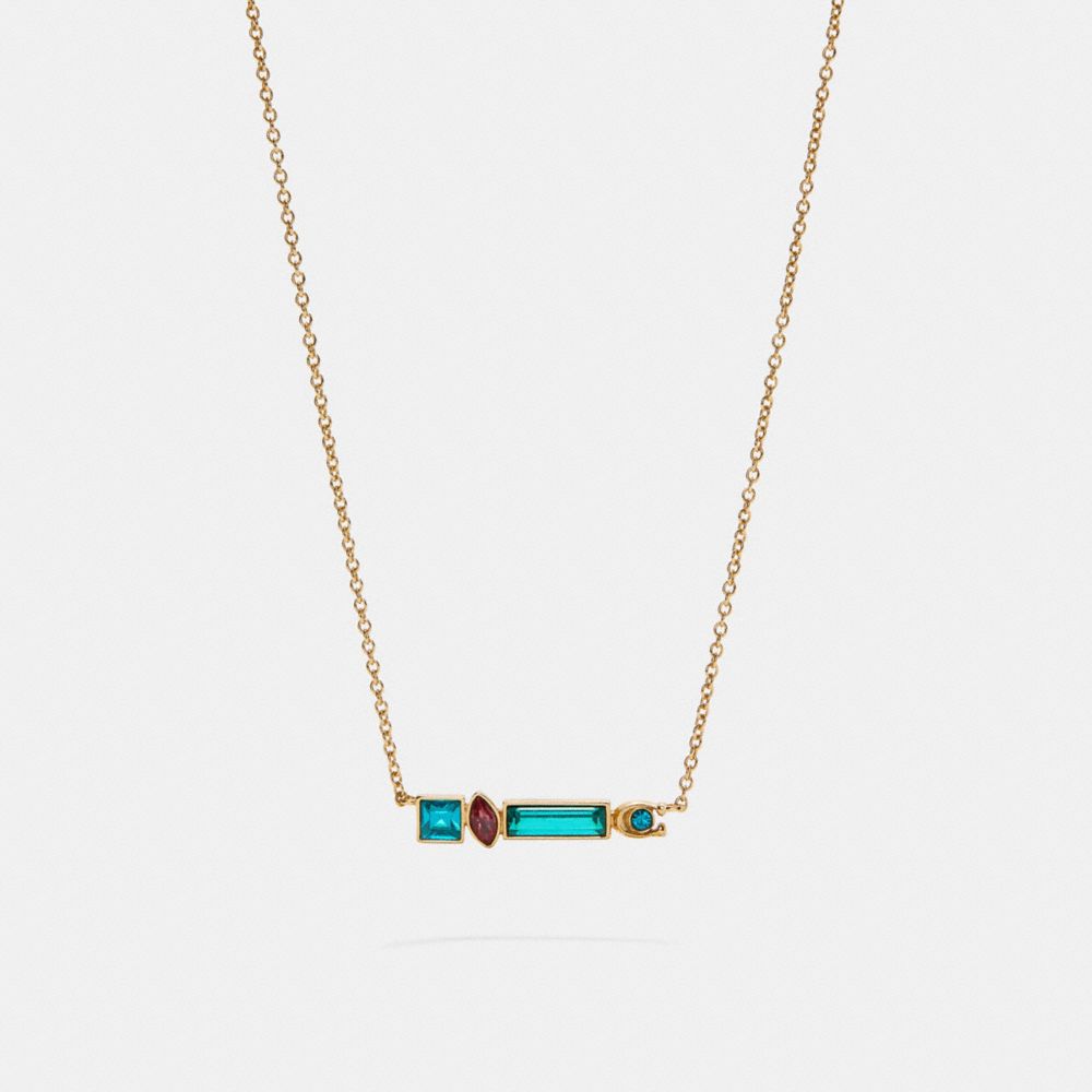 Signature Jewel Chain Necklace - C6304 - GOLD/BLUE