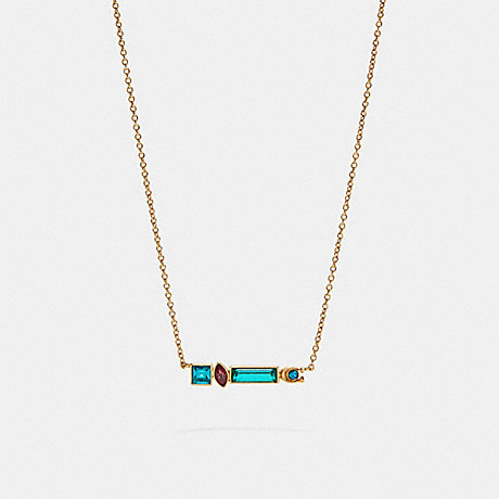 COACH Signature Jewel Chain Necklace - GOLD/BLUE - C6304