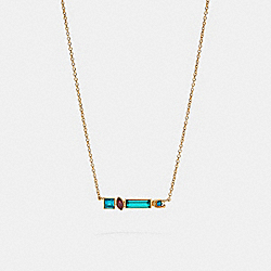 COACH C6304 Signature Jewel Chain Necklace GOLD/BLUE