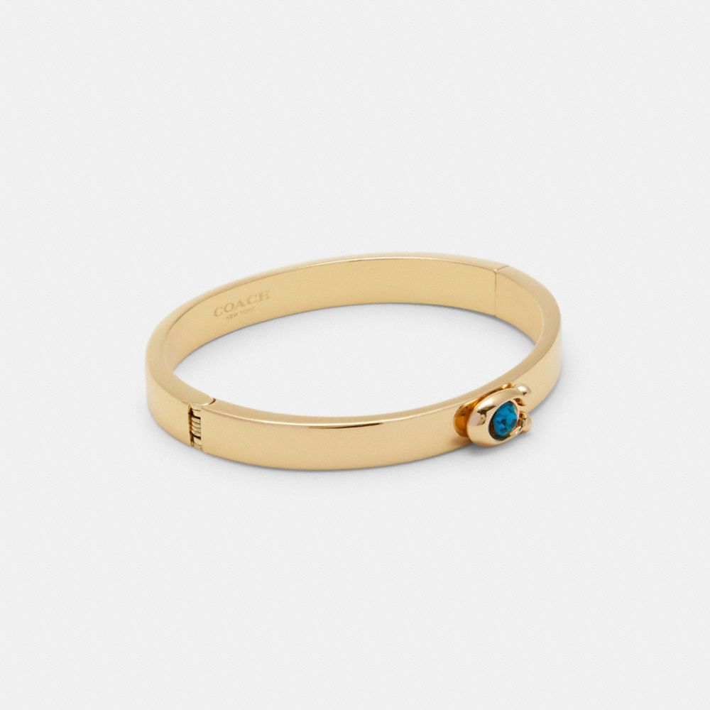 Signature Jewel Hinged Bangle - GOLD/BLUE - COACH C6307