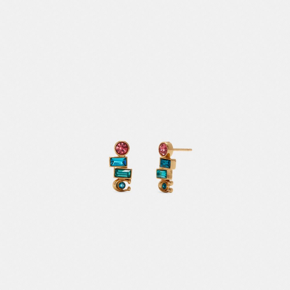 Signature Jewel Stud Earrings - C6310 - GOLD/BLUE