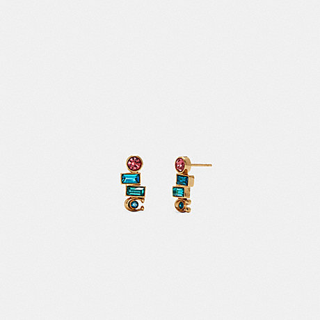 COACH Signature Jewel Stud Earrings - GOLD/BLUE - C6310
