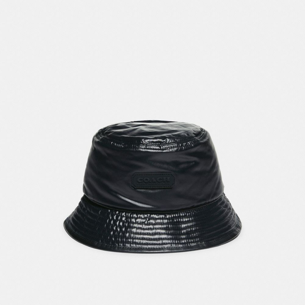 Reversible Signature Nylon Jacquard Bucket Hat - C6313 - BLACK