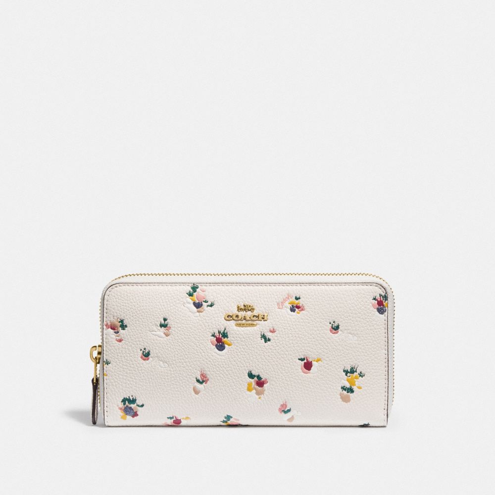 COACH C6314 Accordion Zip Wallet With Floral Print BRASS/CHALK MULTI