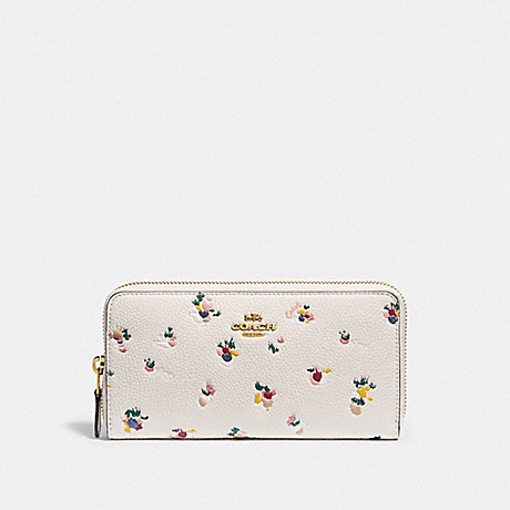 COACH C6314 Accordion Zip Wallet With Floral Print Brass/Chalk-Multi