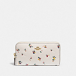 Accordion Zip Wallet With Floral Print - C6314 - Brass/Chalk Multi