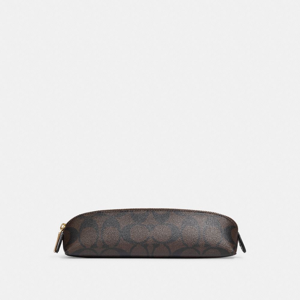 COACH C6333 Pencil Case In Signature Canvas Gold/Brown Black