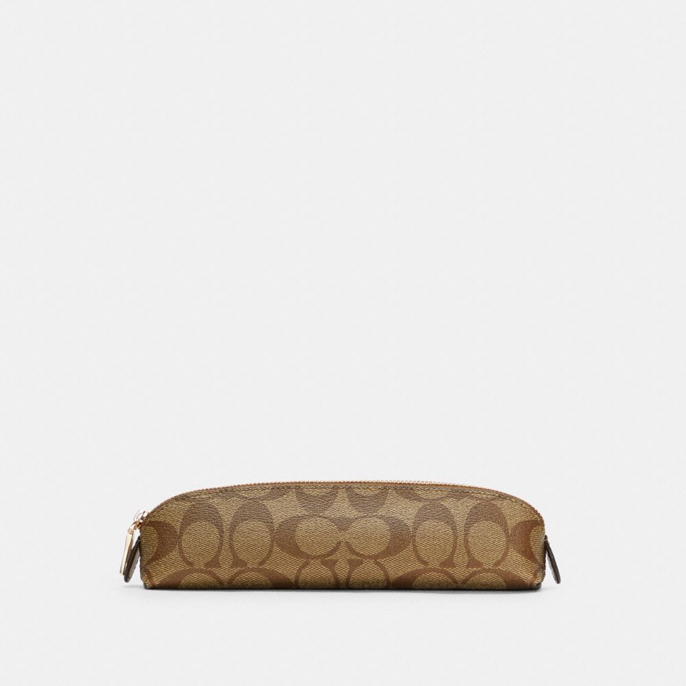 COACH PENCIL CASE IN SIGNATURE CANVAS - IM/KHAKI - C6333