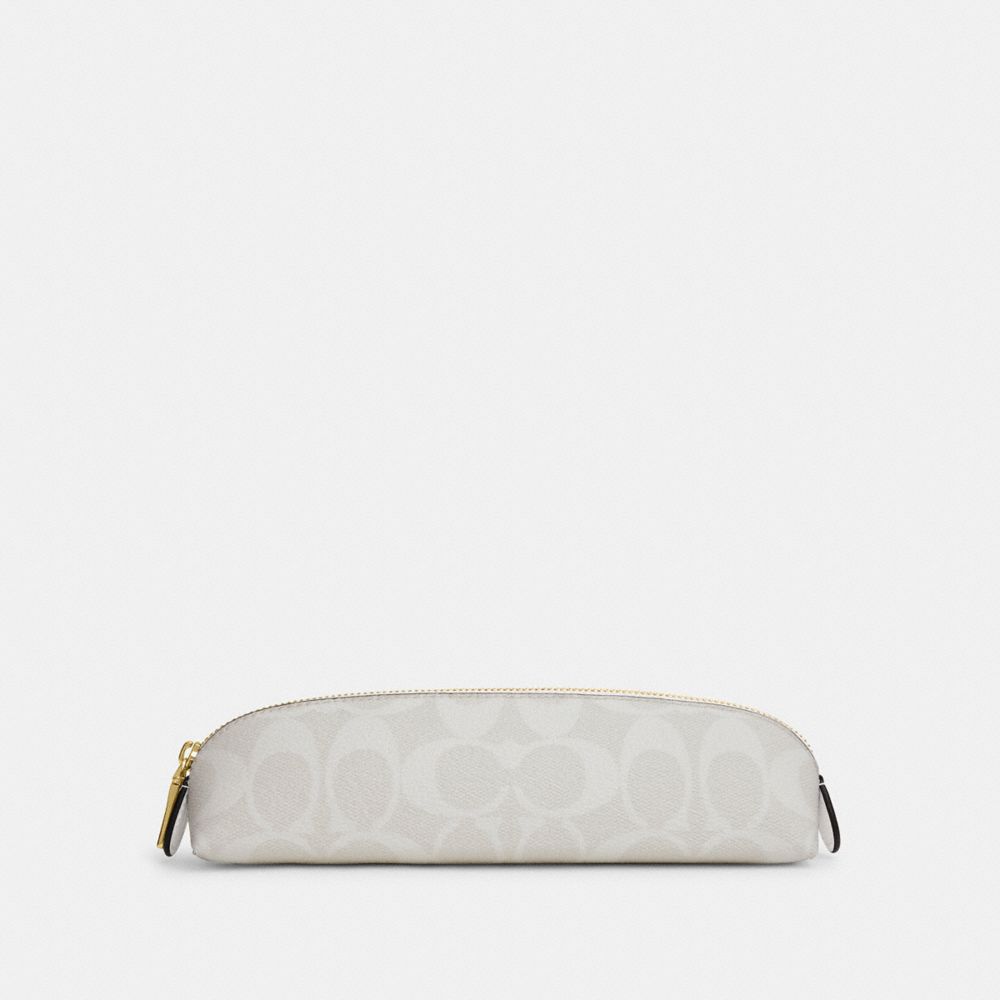 COACH C6333 Pencil Case In Signature Canvas GOLD/CHALK/GLACIERWHITE