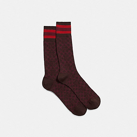 COACH Signature Socks - OXBLOOD - C6365
