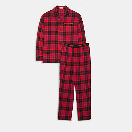 COACH C6379 Long Sleeve Pajama Set RED BLEEKER PLAID