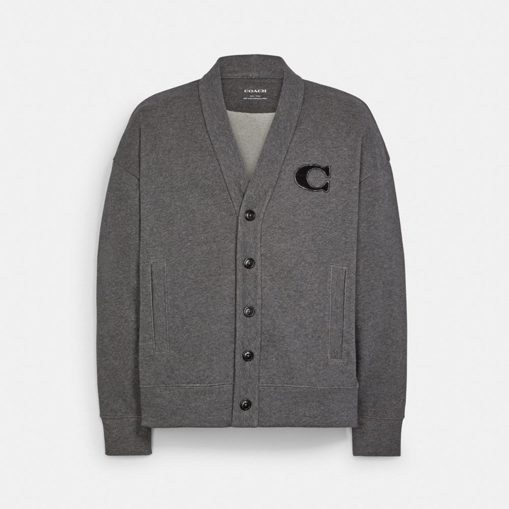 COACH C6386 Terry Cardigan DARK HEATHER GREY