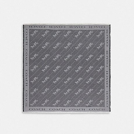 COACH Horse And Carriage Print Jacquard Oversized Square Scarf - GRANITE - C6387