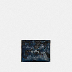 COACH C6390 Card Case With Camo Print BLUE/MIDNIGHT NAVY