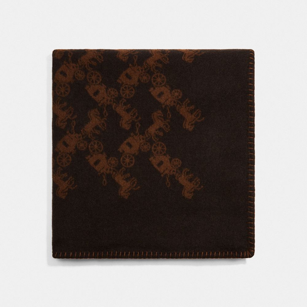 C6394 - Horse And Carriage Print Blanket Scarf Chestnut