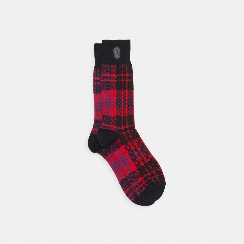 Plaid Socks - C6395 - RED.