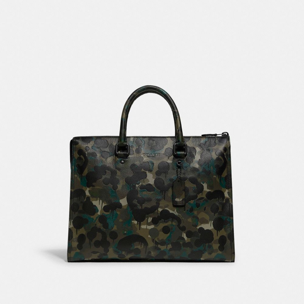 COACH C6396 Gotham Folio With Camo Print Matte Black/Green/Blue