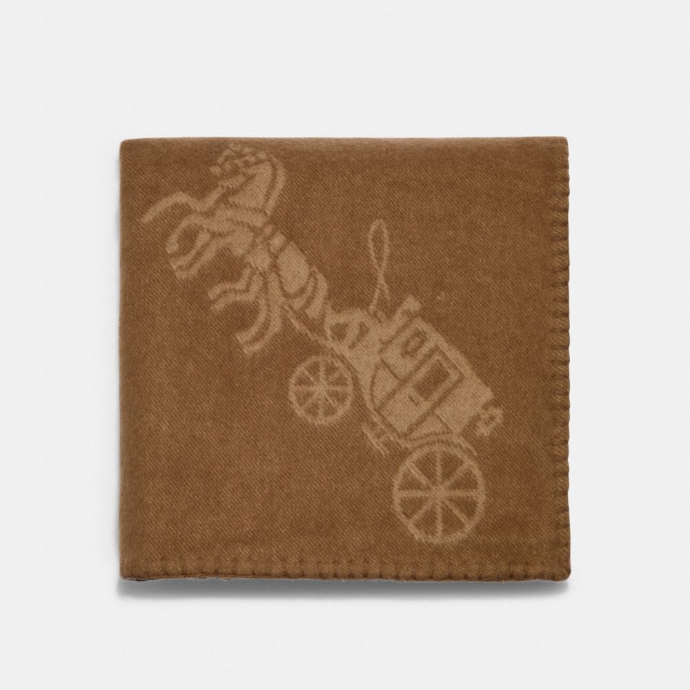 Horse And Carriage Print Blanket - C6413 - KHAKI