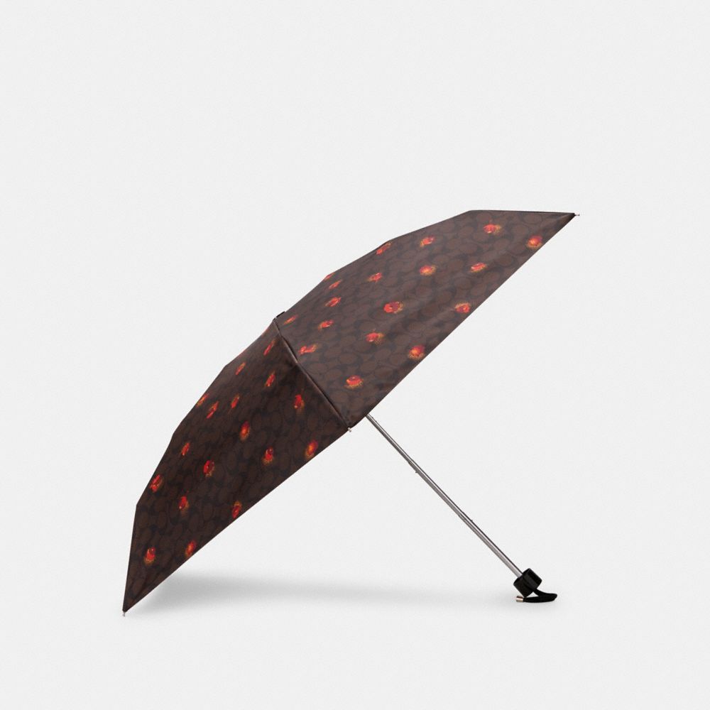 COACH C6418 UV PROTECTION MINI UMBRELLA IN SIGNATURE POP FLORAL PRINT CHESTNUT/RED