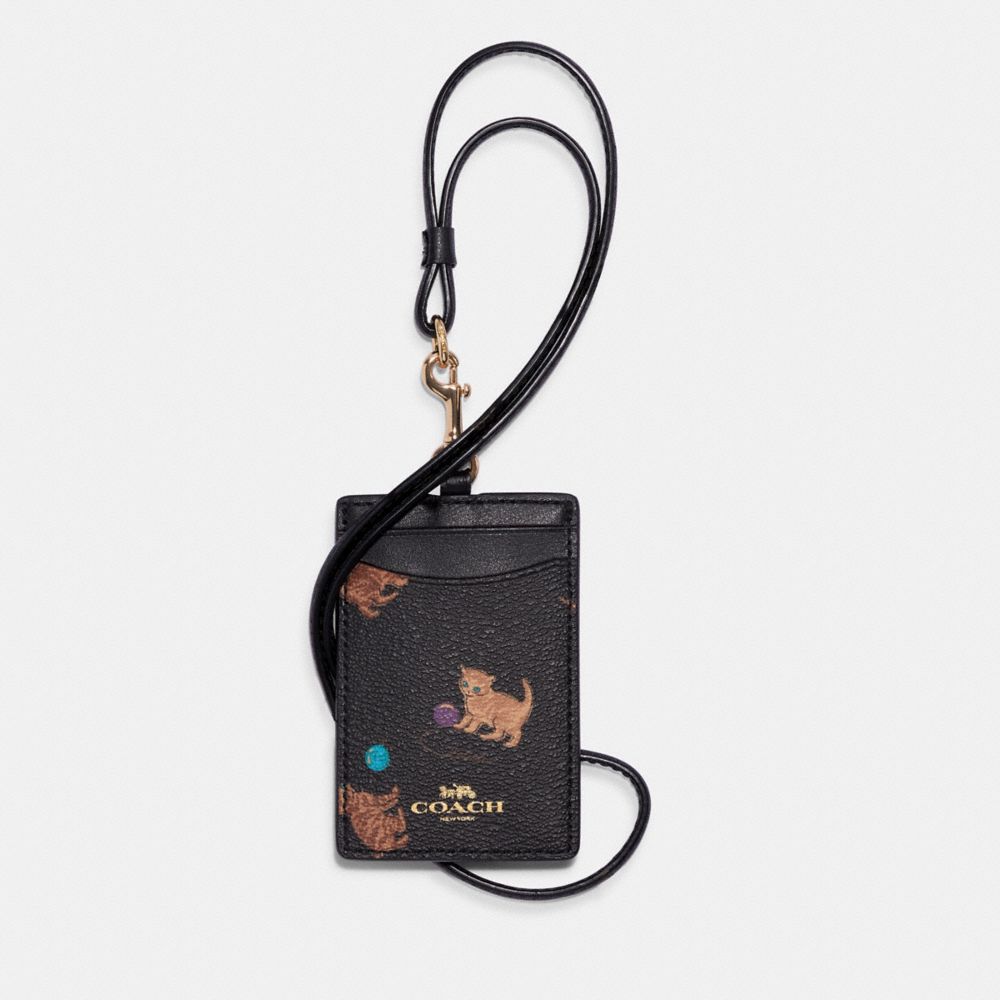 Id Lanyard With Cat Print - GOLD/BROWN BLACK MULTI - COACH C6429