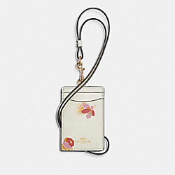 COACH C6437 - Id Lanyard With Pop Floral Print GOLD/CHALK MULTI