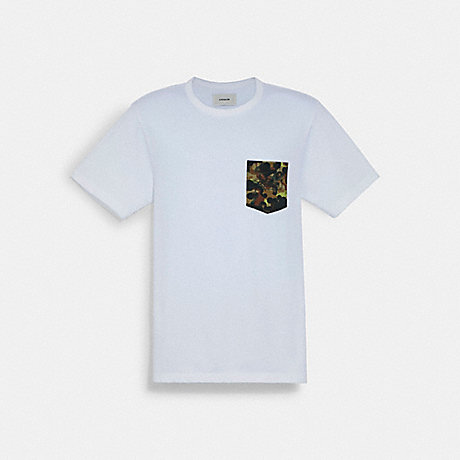 COACH Solid Camo Print Pocket T Shirt In Organic Cotton - WHITE - C6447