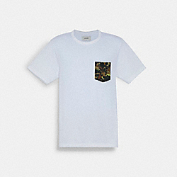 COACH C6447 - Solid Camo Print Pocket T Shirt In Organic Cotton WHITE
