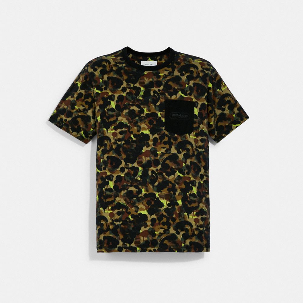 COACH C6448 - CAMO PRINT POCKET T SHIRT IN ORGANIC COTTON - GREEN NEON ...