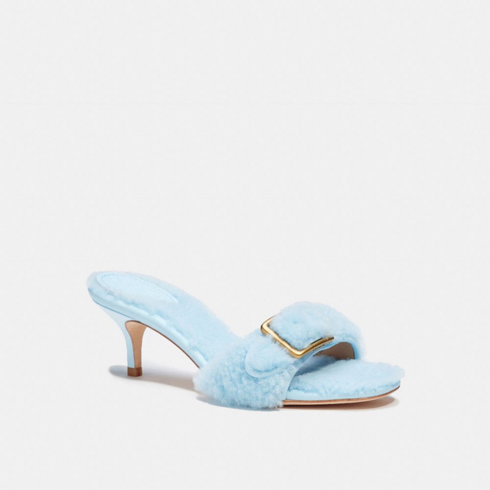 Shearling Buckle Mule - C6462 - BABY BLUE