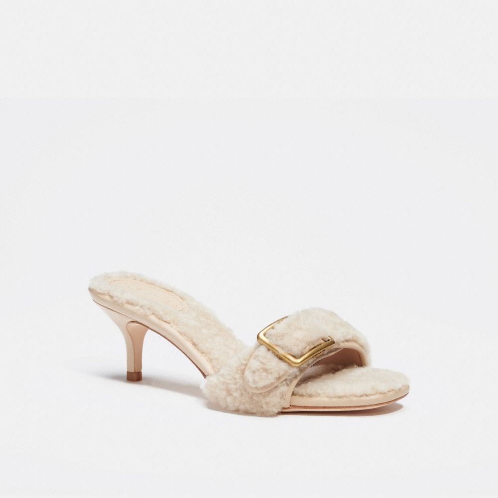 Shearling Buckle Mule - C6462 - NATURAL