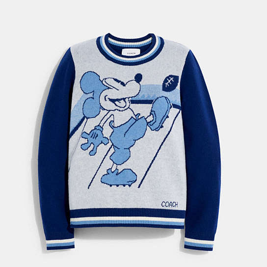 C6468 - Disney X Coach Mickey Mouse Jacquard Sweater BLUE/NAVY