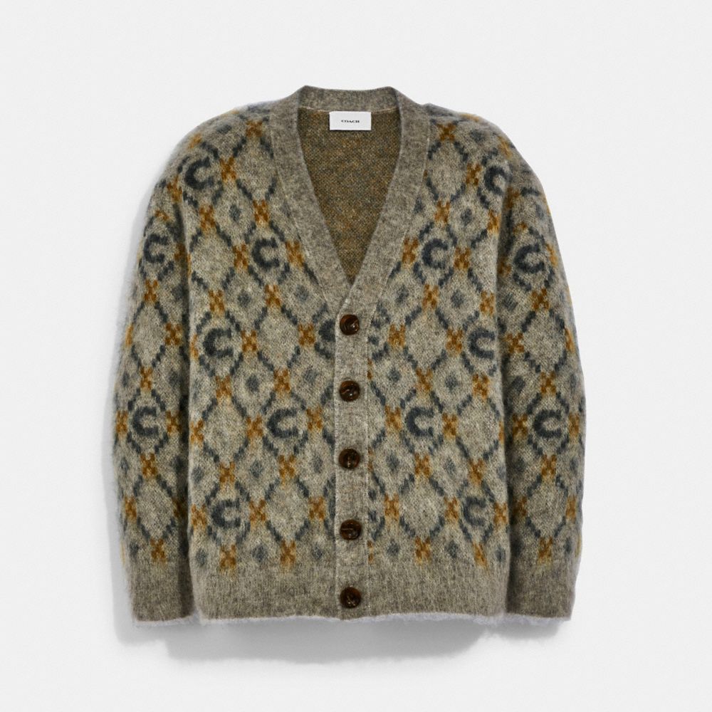 Brushed Signature Cardigan - WARM GREY - COACH C6480