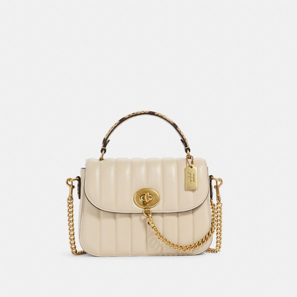 Coach X Jennifer Lopez Marlie Top Handle Satchel With Linear Quilting - GOLD/CREAM - COACH C6491