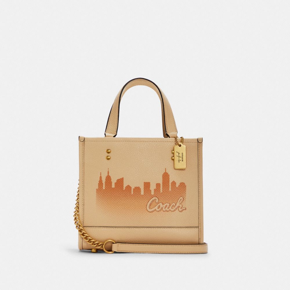 COACH Coach X Jennifer Lopez Dempsey Tote 22 With Nyc Skyline - GOLD/CREAM - C6494