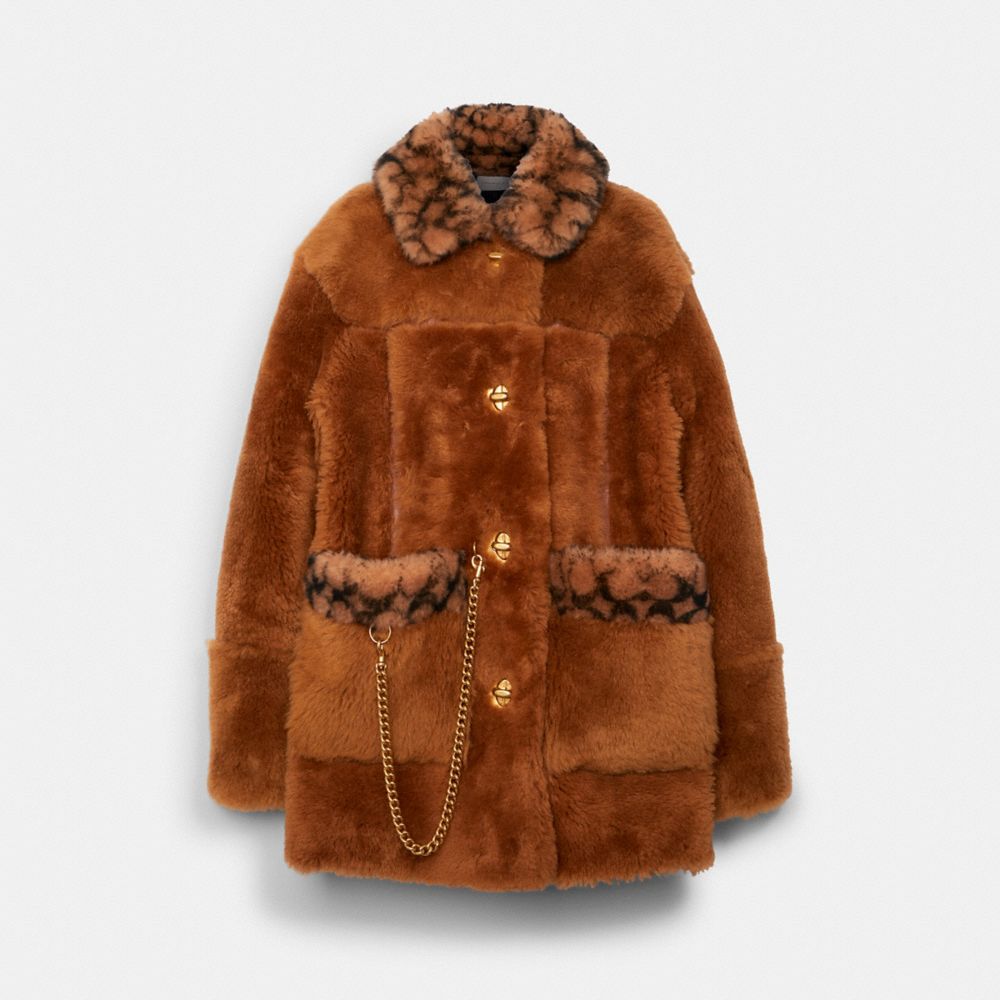 Coach X Jennifer Lopez Signature Shearling Coat - C6535 - HAZEL