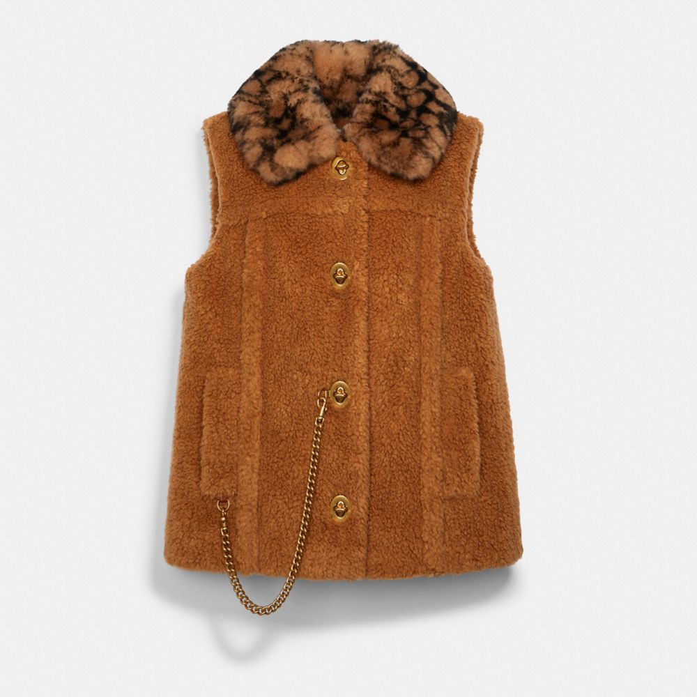 COACH C6536 - Coach X Jennifer Lopez Sherpa Signature Vest HAZEL