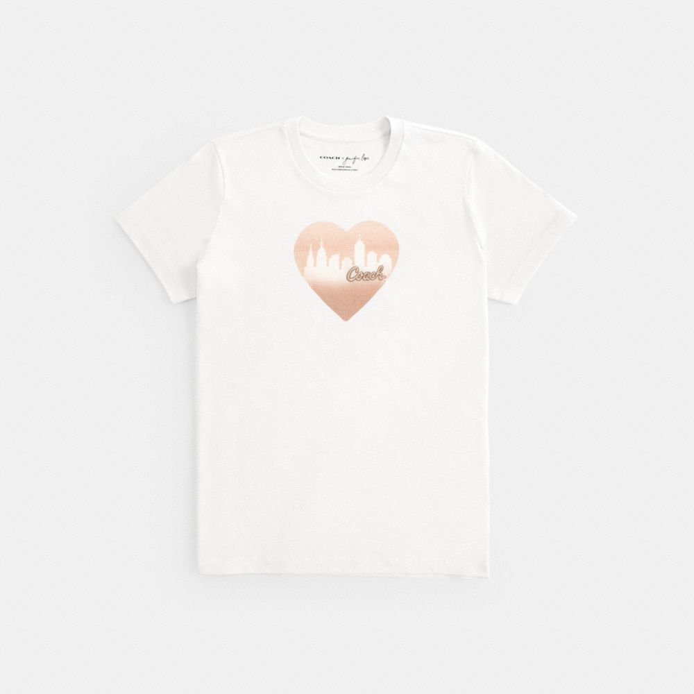 COACH Coach X Jennifer Lopez Heart City T Shirt - WHITE - C6538