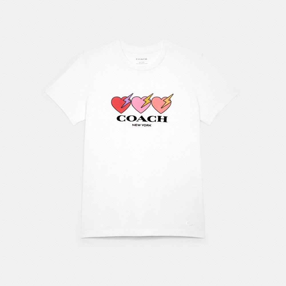 COACH C6562 Triple Heart T Shirt WHITE