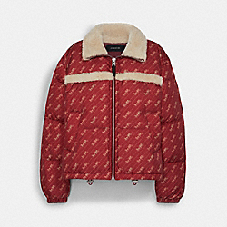 Horse And Carriage Down Jacket With Shearling - RED MULTICOLOR - COACH C6572