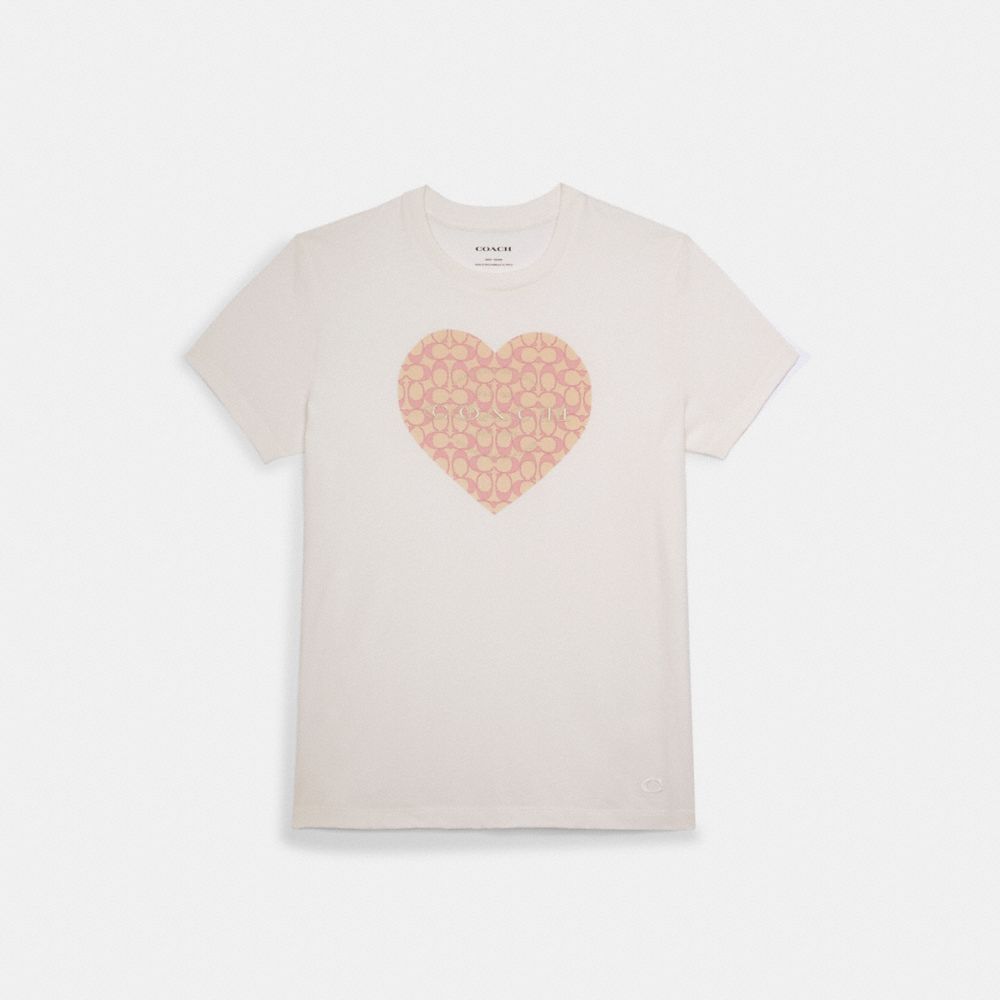Signature Pink Heart T Shirt - WHITE - COACH C6575