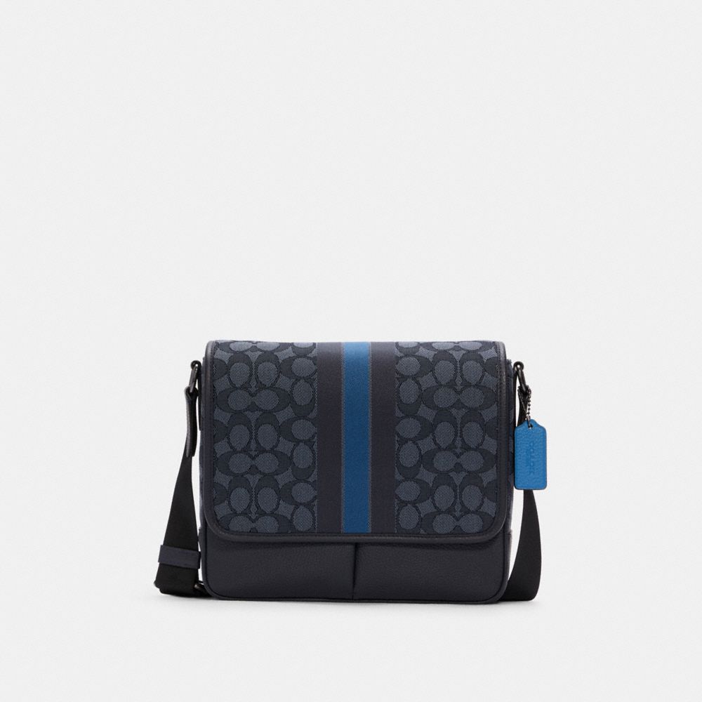 THOMPSON SMALL MAP BAG IN SIGNATURE JACQUARD WITH STRIPE