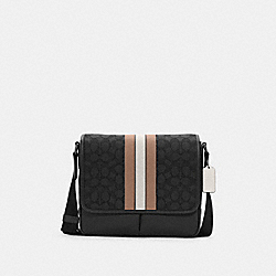 Thompson Small Map Bag In Signature Jacquard With Stripe - BLACK ANTIQUE/IVORY MULTI - COACH C6583