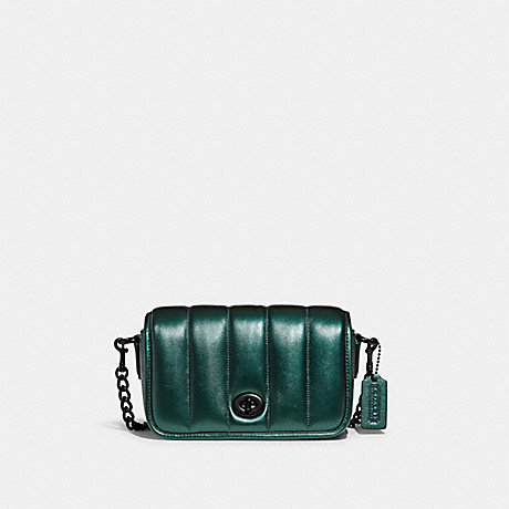 COACH C6622 Dinky 18 With Quilting Pewter/Metallic Dark Green