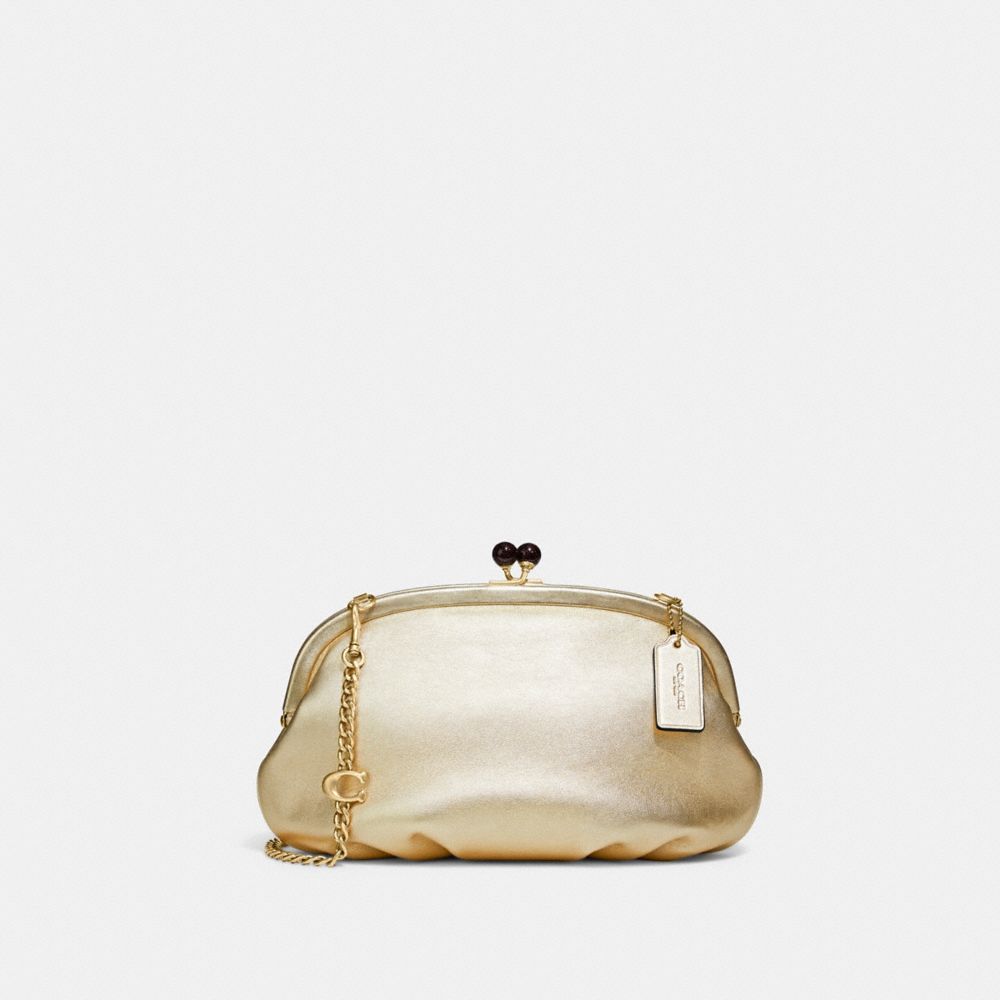 COACH C6624 Soft Kisslock Clutch BRASS/METALLIC SOFT GOLD