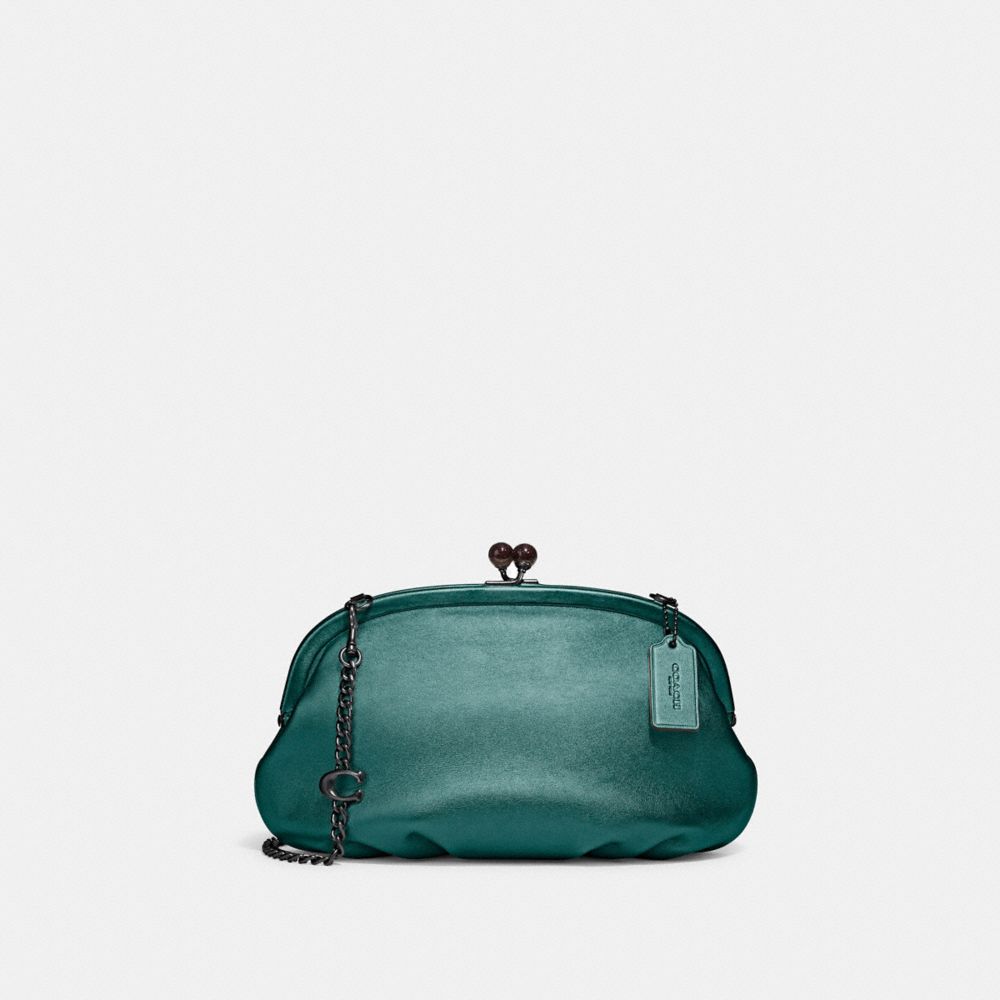 Soft Kisslock Clutch - V5/METALLIC DARK GREEN - COACH C6624