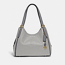 COACH C6627 Lori Shoulder Bag In Colorblock BRASS/DOVE GREY