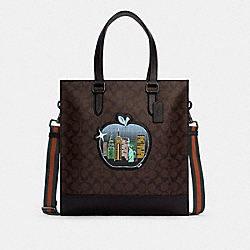 COACH C6634 Graham Structured Tote In Signature Canvas With Souvenir Patches BLACK ANTIQUE/MIDNIGHT NAVY MULTI