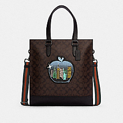 COACH Graham Structured Tote In Signature Canvas With Souvenir Patches - BLACK ANTIQUE/MIDNIGHT NAVY MULTI - C6634